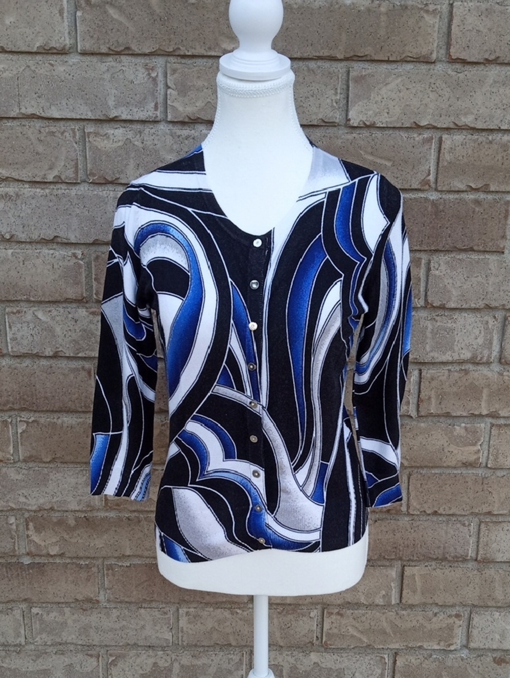 White House Black Market Swirl Print Cardigan